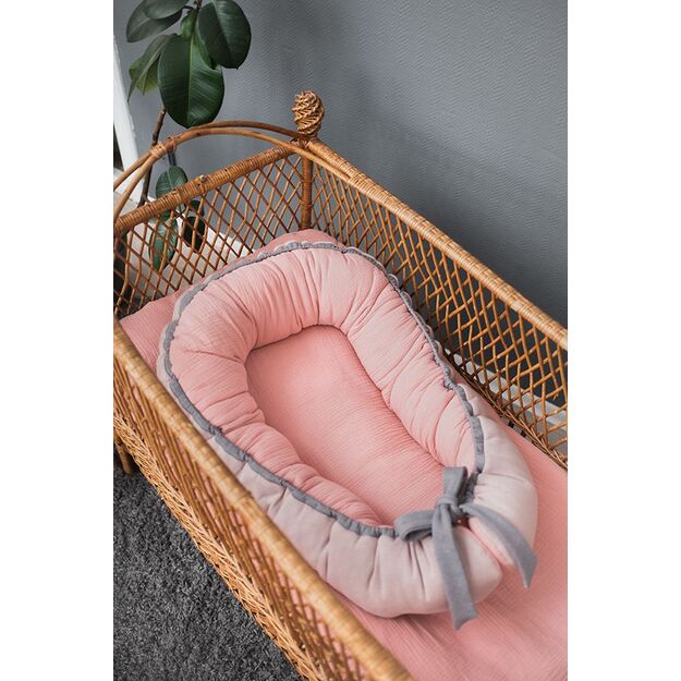Soft Pink Muslin Baby Nest